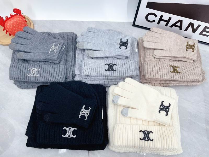 Celine Scarf Hat Gloves dx03
